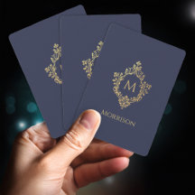 Wappen Monogram Navy Blue Imitats Gold Vintage Ini