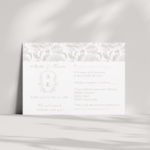 Wappen Monogram Pale Taupe Hochzeitslandschaft RSVP Karte