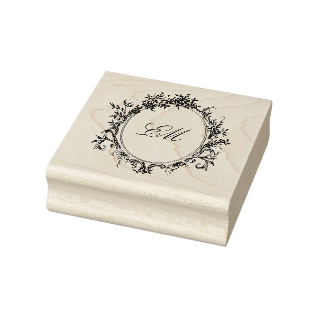 Wappen Monogram Viktorianisch Botanisches Hochzeit Gummistempel (Stempel)