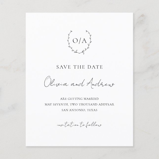 Wappen-Monogramm-Hochzeit speichern Sie das Datum (Vorderseite)