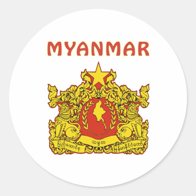 Wappen Myanmars Runder Aufkleber (Vorderseite)