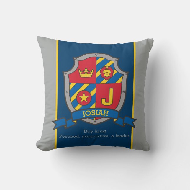 Wappen Name und Bedeutung Buchstabe J Josiah Jungs Kissen (Vorderseite)