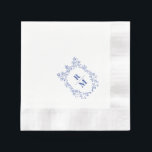 Wappen personalisiert Hochzeit Monogram Papier Nap Serviette<br><div class="desc">Elegantes Papier Napkins mit einem blauen Wappen. Einfach mit Ihren Initialen bearbeiten.</div>
