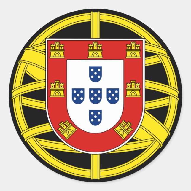 Wappen Portugals (weniger Kakao) Runder Aufkleber (Vorderseite)