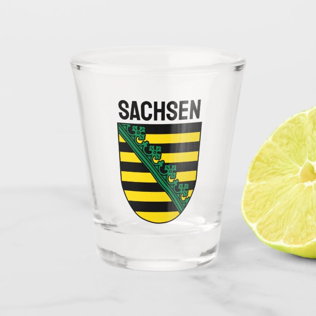 Wappen Sachsens (Sachsen), DEUTSCHE Schnapsglas (Vorderseite)