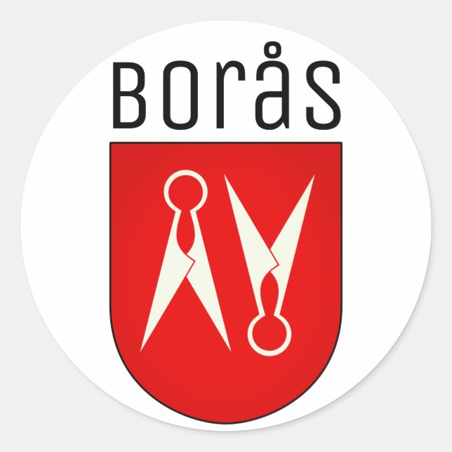Wappen von Borås, Schweden Runder Aufkleber (Vorderseite)