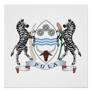 Wappen von Botswana Landeswappen Symbol Emblem Fla Poster