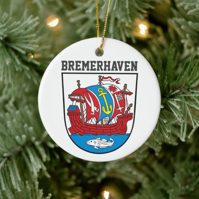 Wappen von Bremerhaven, Deutschland Square Sticke Keramik Ornament (Baum)
