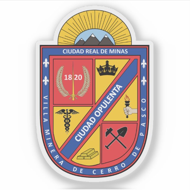 Wappen von Cerro de Pasco, Peru Aufkleber (Vorderseite)