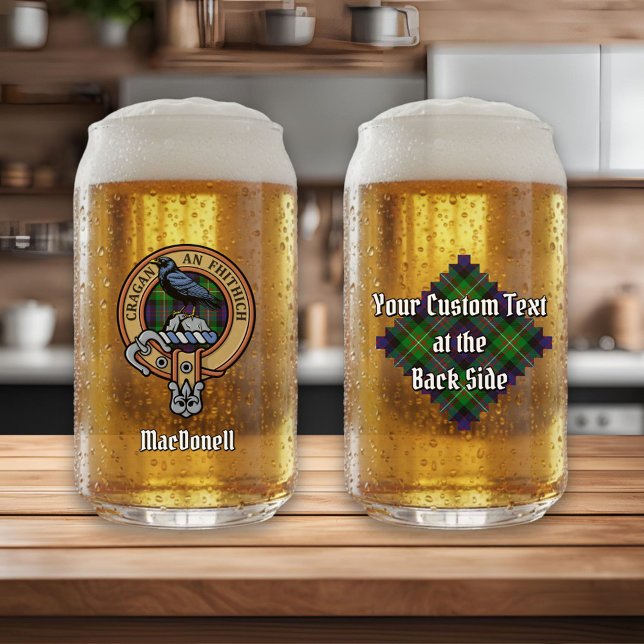 Wappen von Clan MacDonell of Glengarry über Tartan Dosenglas (Von Creator hochgeladen)