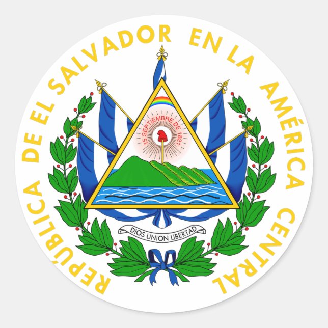 Wappen von El Salvador Flaggen der Welt Runder Aufkleber (Vorderseite)