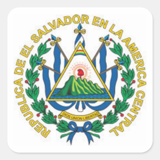 Wappen von El Salvador Quadratischer Aufkleber (Vorderseite)