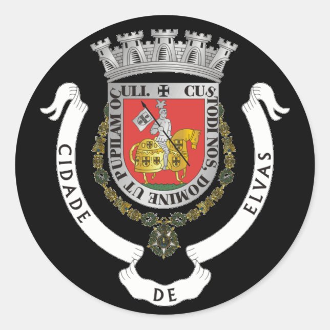 Wappen von Elvas, Portugal Runder Aufkleber (Vorderseite)