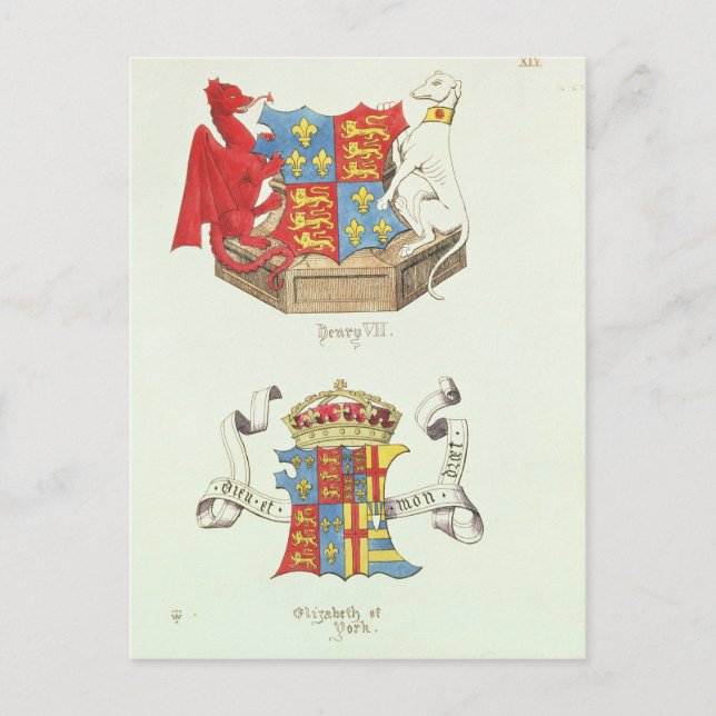 Wappen von Henry VII und Elisabeth von York Postkarte (Vorderseite)