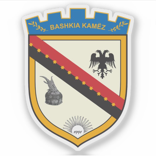 Wappen von Kamëz, Albanien Aufkleber (Vorderseite)