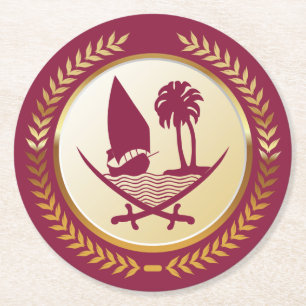 Wappen von Katar Runder Pappuntersetzer