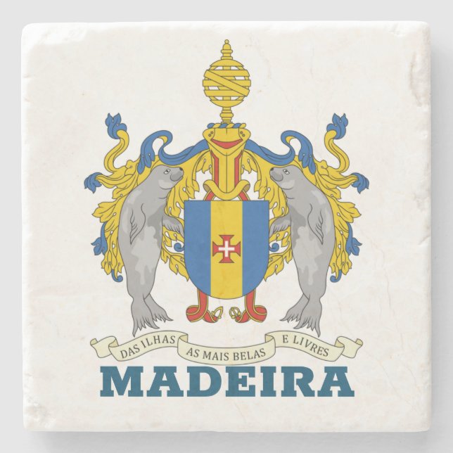 Wappen von Madeira, Portugal Steinuntersetzer (Vorderseite)