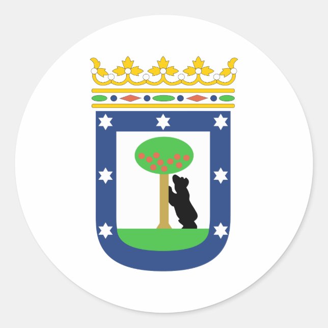 Wappen von Madrid Runder Aufkleber (Vorderseite)