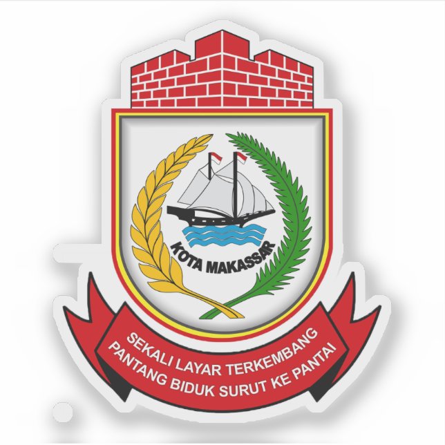 Wappen von Makassar, Indonesien Aufkleber (Vorderseite)