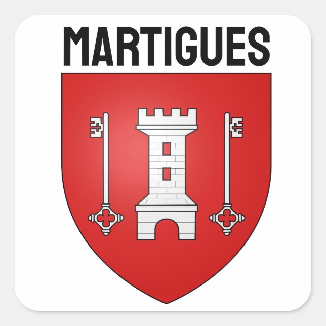 Wappen von Martigues, Frankreich Quadratischer Aufkleber (Vorderseite)