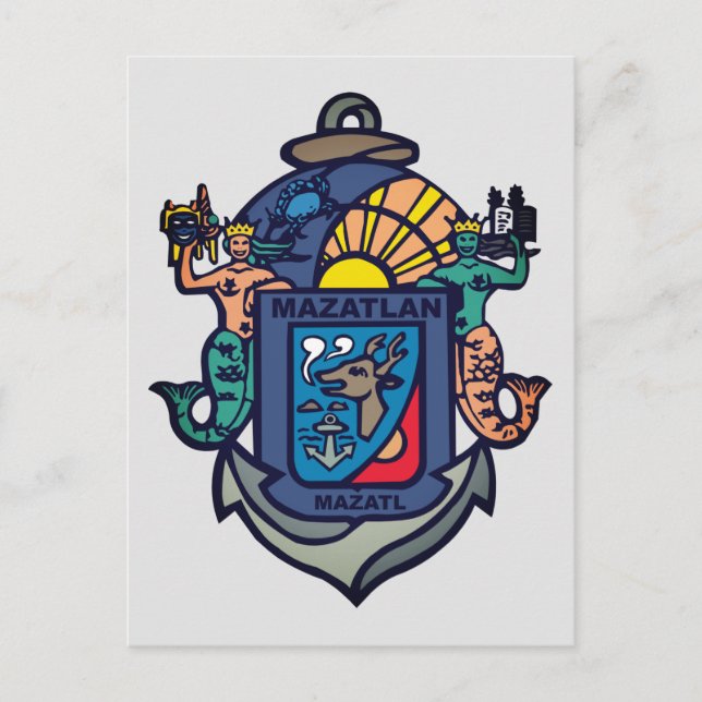 Wappen von Mazatlán, Sinaloa (MX) Postkarte (Vorderseite)