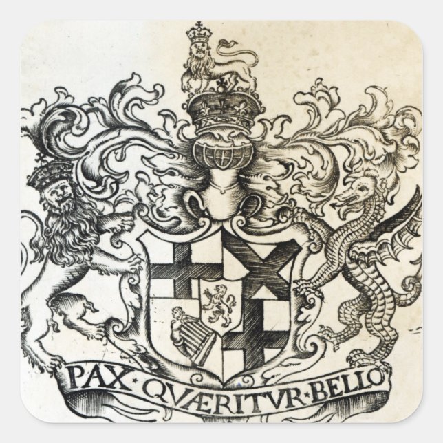 Wappen von Oliver Cromwell Quadratischer Aufkleber (Vorderseite)