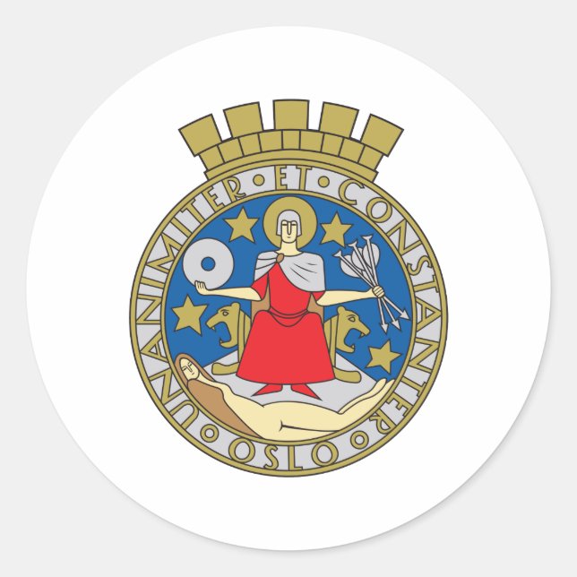 Wappen von Oslo Runder Aufkleber (Vorderseite)