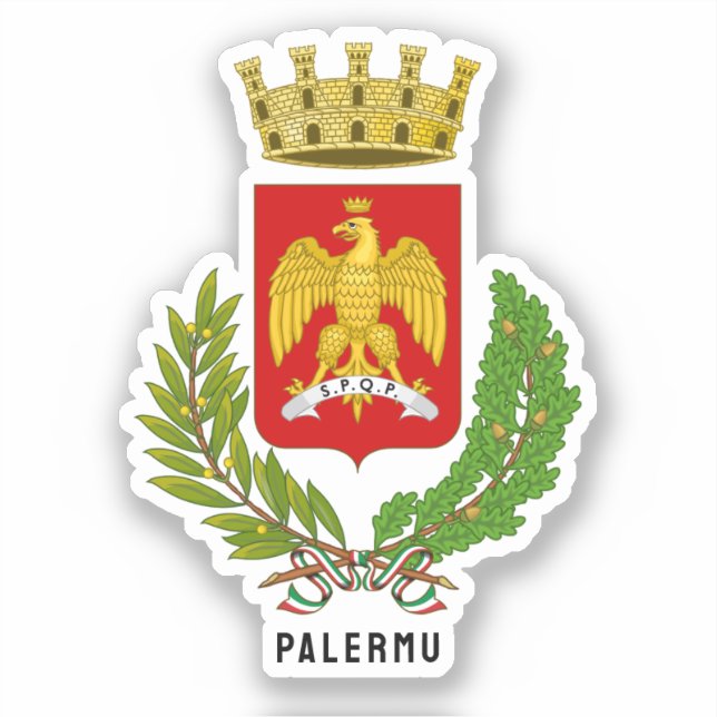 Wappen von Palermo - Stadt, Sizilien Aufkleber (Vorderseite)