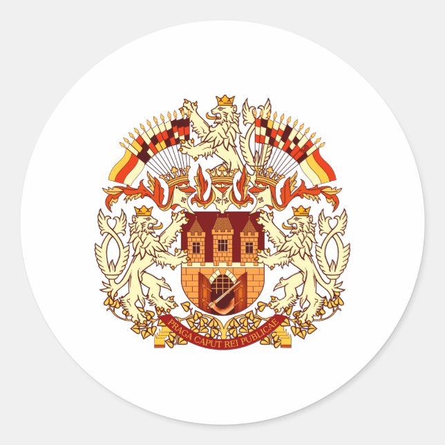 Wappen von Prag Runder Aufkleber (Vorderseite)