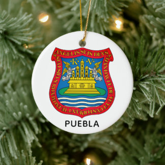 Wappen von Puebla de los Ángeles, Mexiko Keramik Ornament