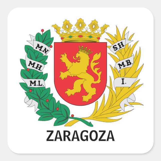 Wappen von Saragossa, SPANIEN Quadratischer Aufkleber (Vorderseite)