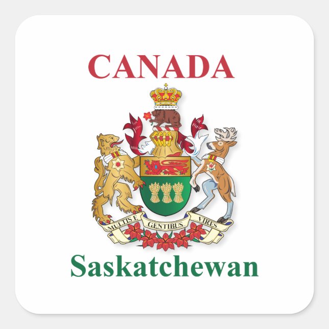 Wappen von Saskatchewan Quadratischer Aufkleber (Vorderseite)