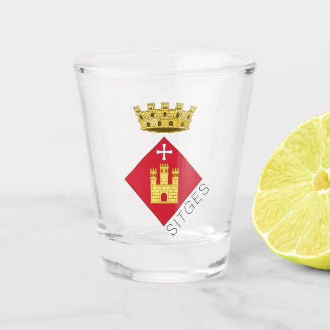 Wappen von Sitges, Katalonien (ESP) Schnapsglas (Vorderseite)