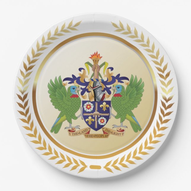 Wappen von St. Lucia Pappteller (Vorderseite)