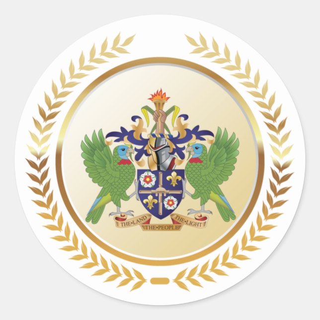 Wappen von St. Lucia Runder Aufkleber (Vorderseite)