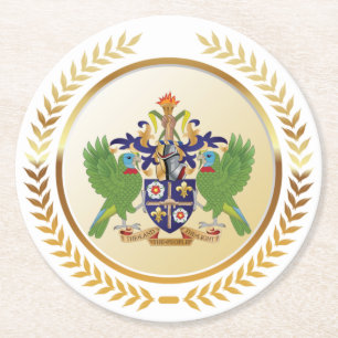 Wappen von St. Lucia Runder Pappuntersetzer