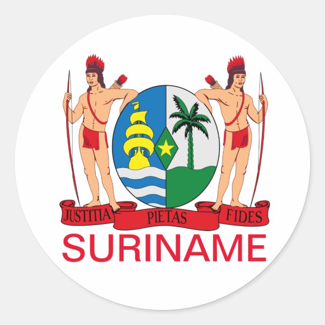 Wappen von Suriname Runder Aufkleber (Vorderseite)