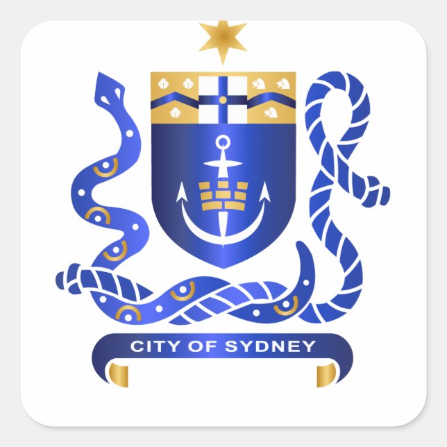 Wappen von Sydney Quadratischer Aufkleber (Vorderseite)