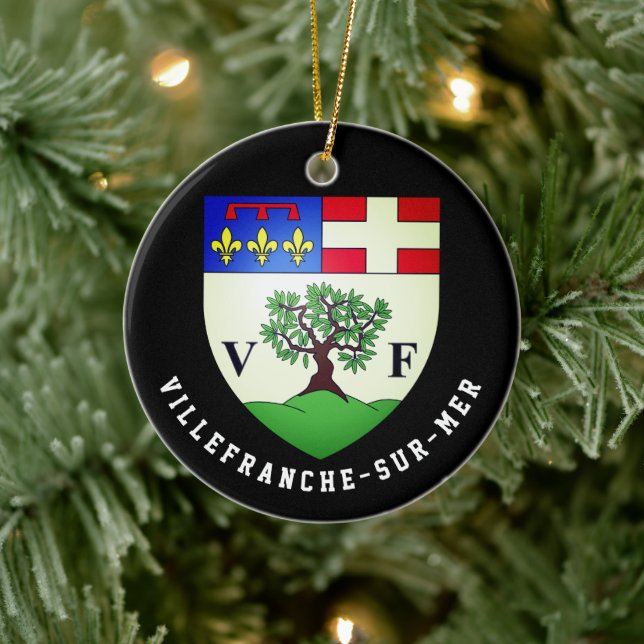 Wappen von Villefranche-sur-Mer, Frankreich Keramik Ornament (Baum)