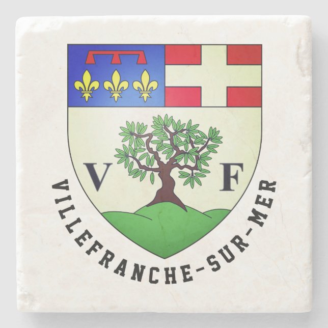Wappen von Villefranche-sur-Mer, Frankreich Steinuntersetzer (Vorderseite)