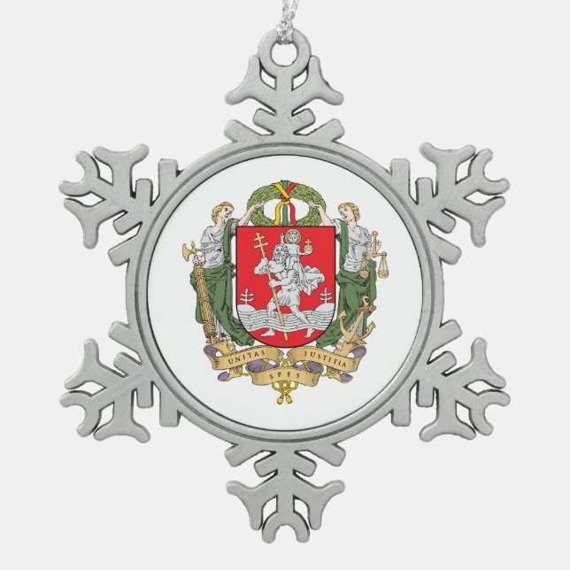Wappen von Vilnius, Litauen Schneeflocken Zinn-Ornament (Vorderseite)