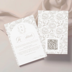 Wappen Wedding Monogram Pale Taupe Skriptdetails Begleitkarte