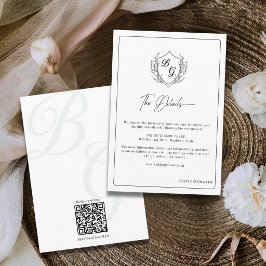 Wappen Wedding Monogram Schwarzweißdetails Begleitkarte