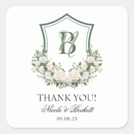 Wappen Wedding White Blume Vielen Dank Quadratischer Aufkleber