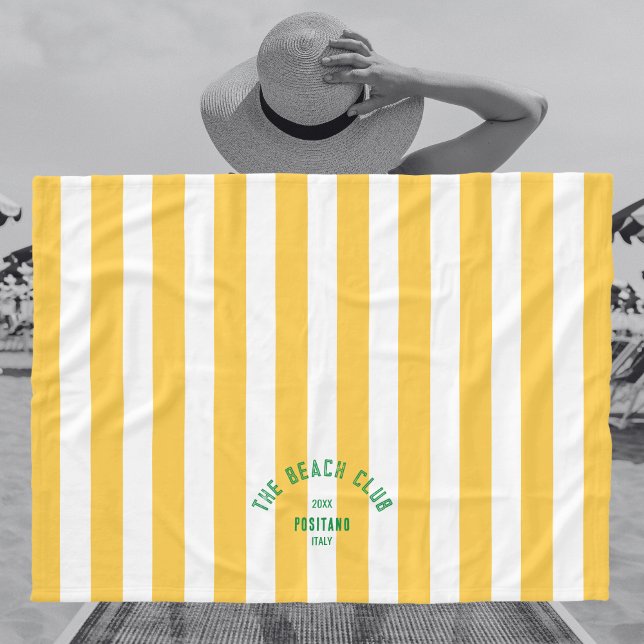 Wappen Yellow Cabana Stripe Monogram Fleecedecke (Von Creator hochgeladen)