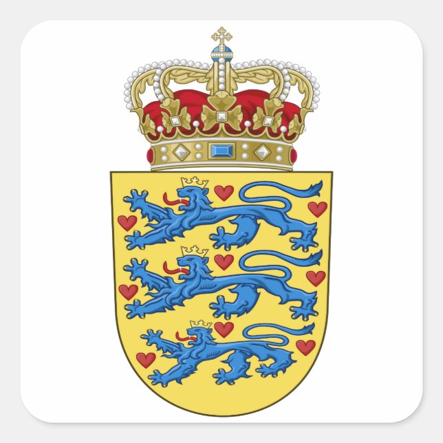 Wappenkleidung Dänemarks Quadratischer Aufkleber (Vorderseite)