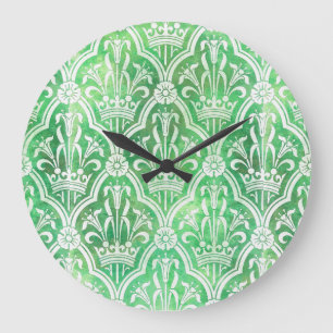 Wappenkunde mit Krone und Blumen Große Wanduhr