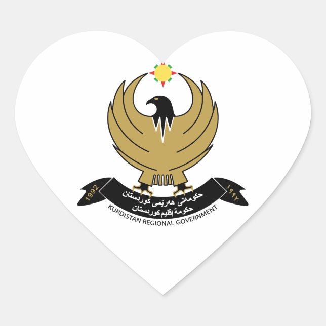 Wappenrüstung Kurdistans Herz-Aufkleber (Vorderseite)
