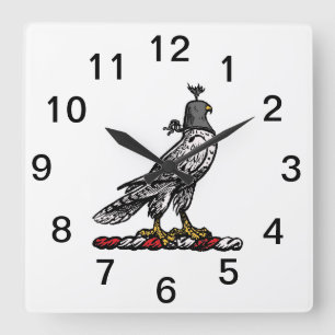 Wappenschnellfalke mit Helmhaube C Quadratische Wanduhr