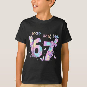 War 6 7 Geburtstags Mädchen Kinder Schmetterling 7 T-Shirt